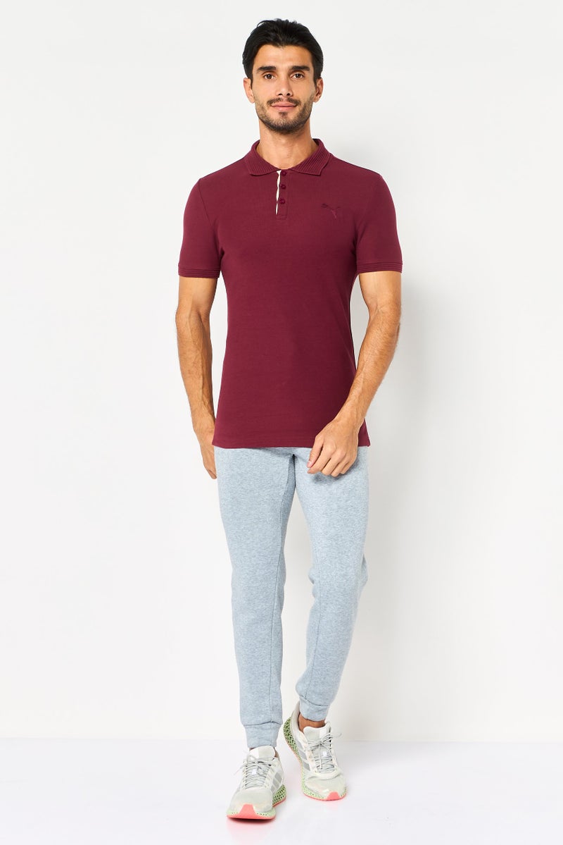 PUMA Men Slim Fit Short Sleeve Embroidered Logo Outdoor Polo Shirt, Maroon - Image 2